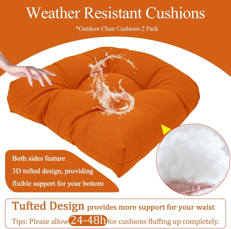 MTMR Water-Repellent Outdoor Chair Cushions Set of 2, 19”X19” Patio Chair Cushions with High Elasticity PP Cotton, Thick Tufted Outdoor Patio Furniture Cushions, Seat Cushions for Outdoor Furniture - Image 4